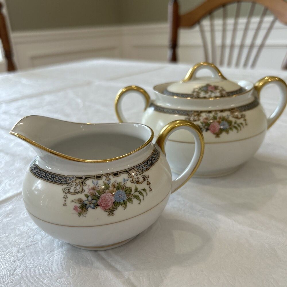 NORITAKE china from Japan GRASMERE Sugar Bowl & Lid And Cream Pitcher​